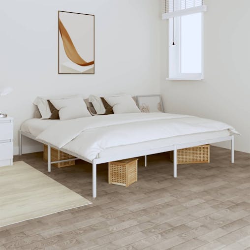 NNEVL Metal Bed Frame White 183x203 cm King