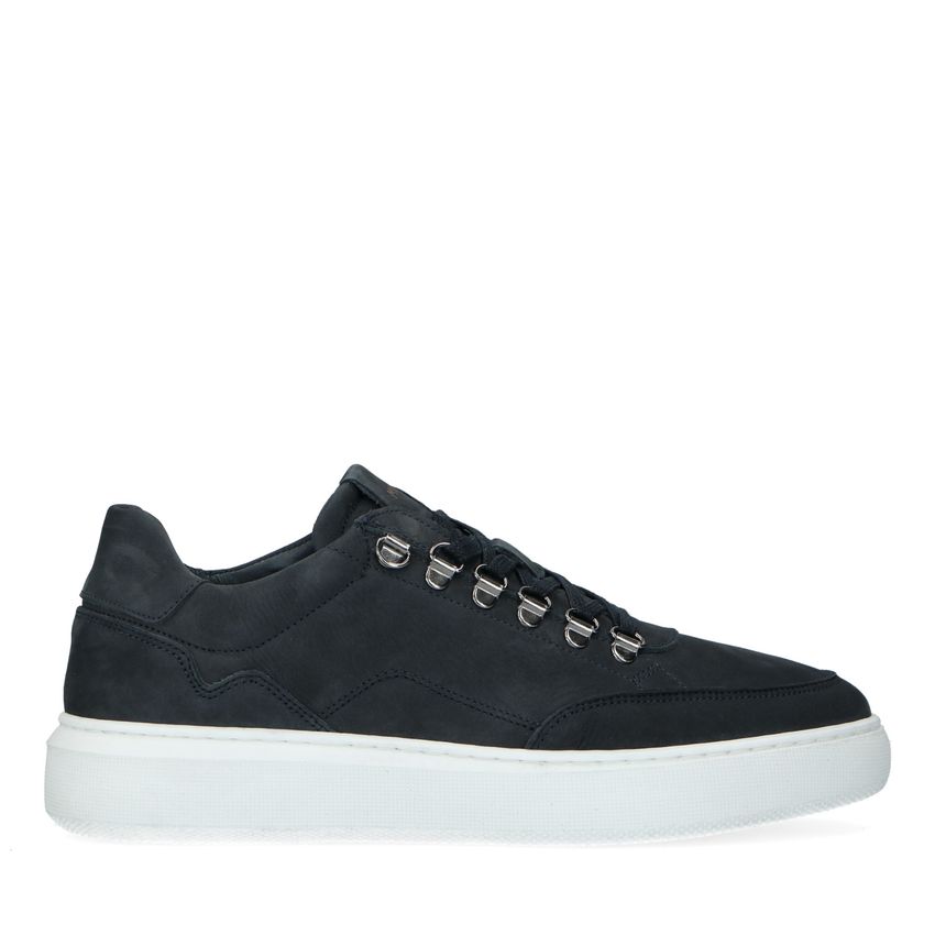 Manfield Donkerblauwe nubuck sneakers