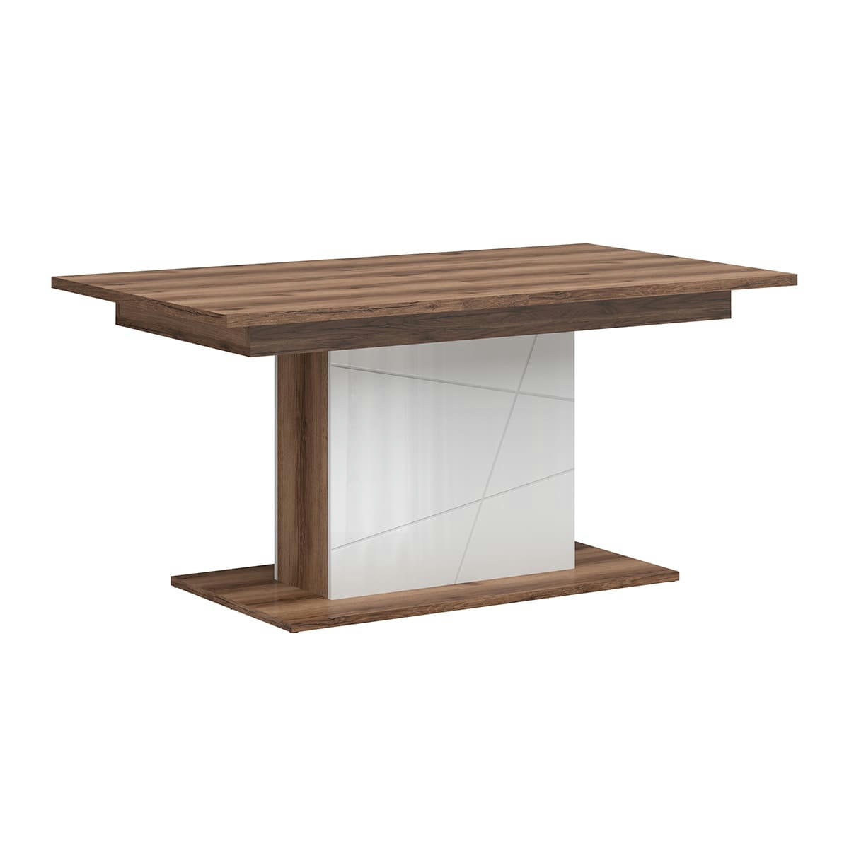 - Table à manger extensible 4 à 6 places blanc et naturel