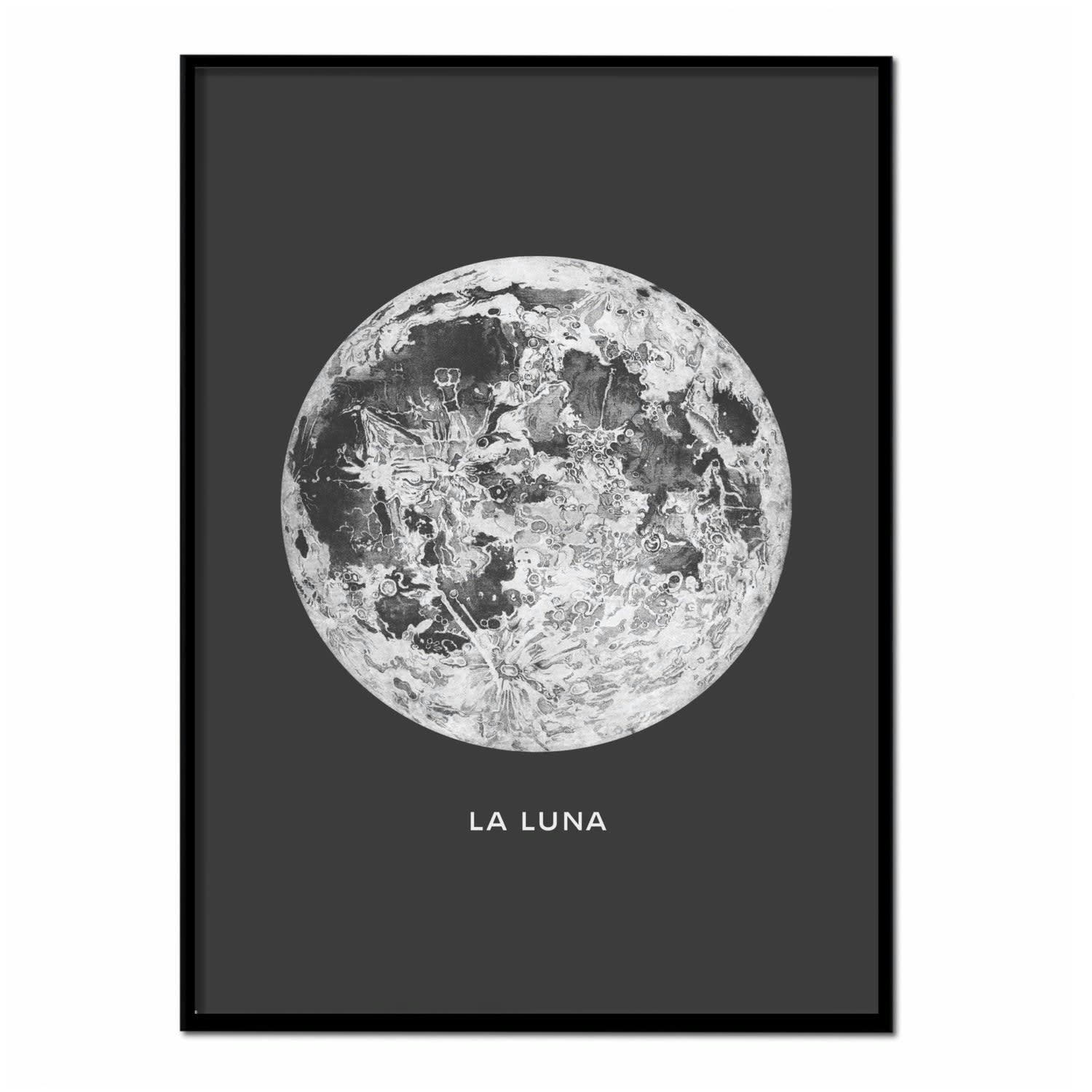 CIELO - Affiche avec cadre noir - La Lune - 50x70