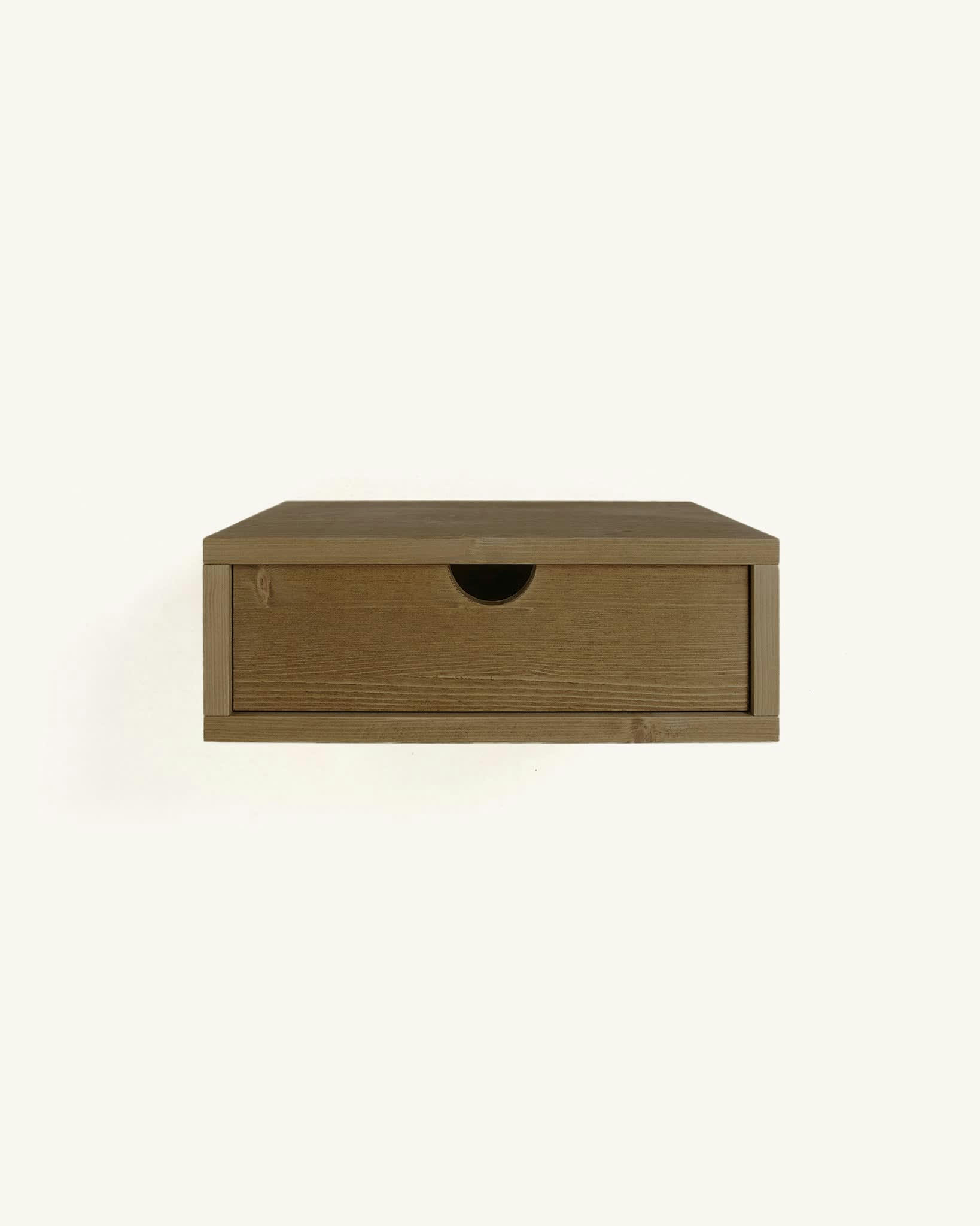 ANEU - Table de chevet flottante en bois de couleur marron