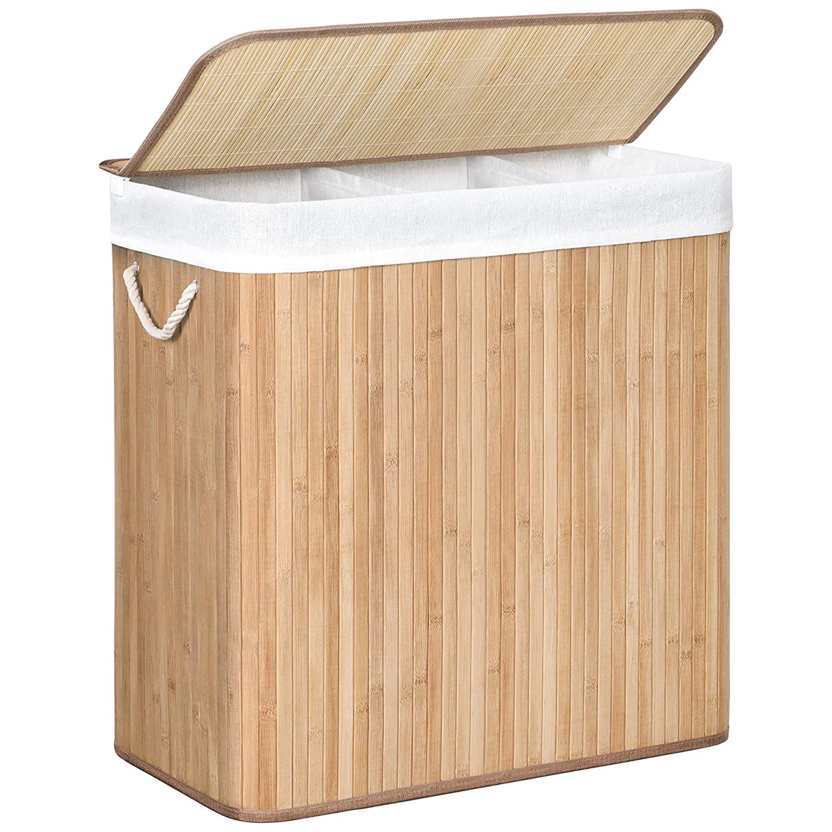 Calicosy - Wasmand van bamboe met 3 compartimenten, 150L - H61,5 cm