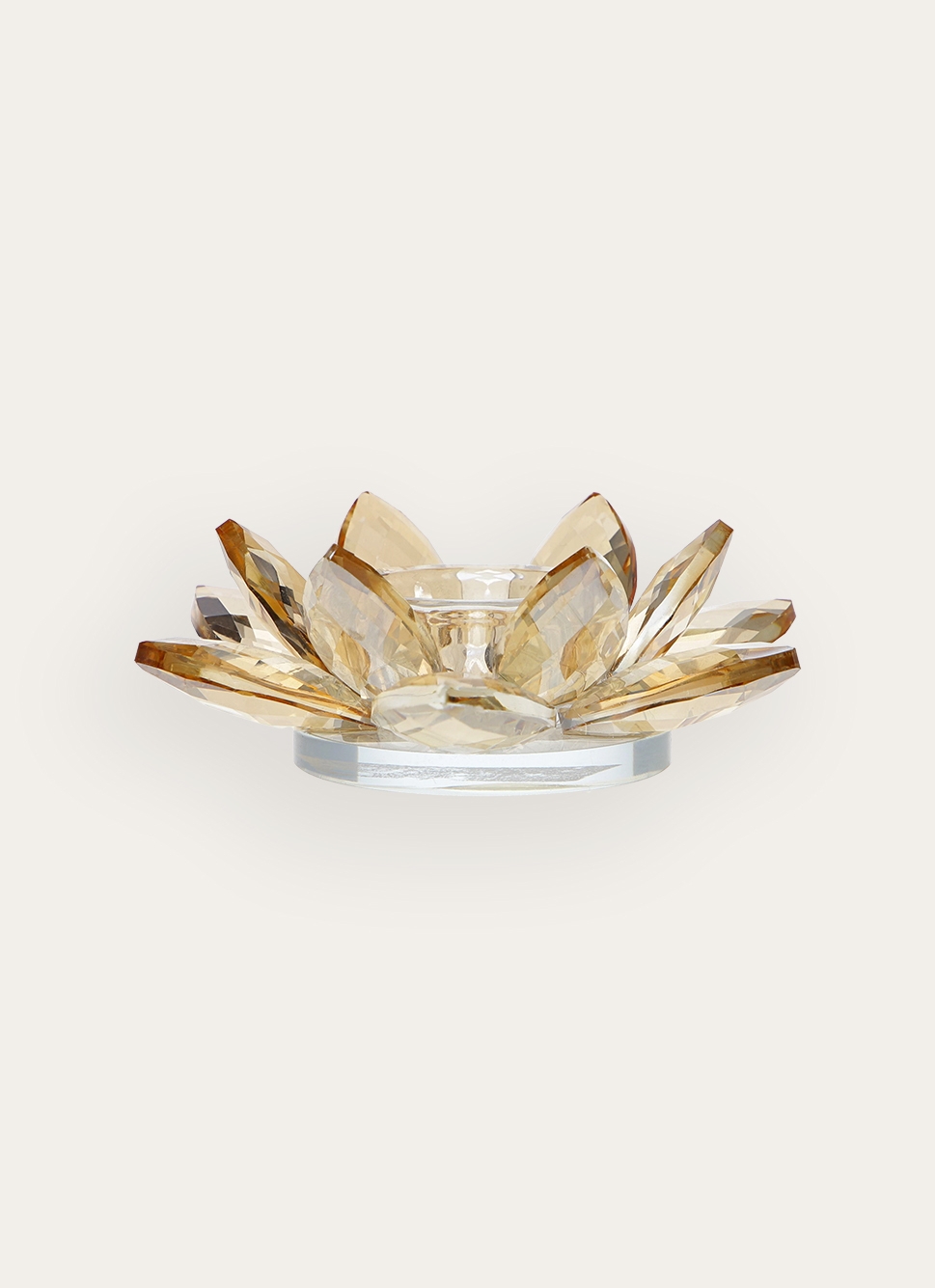 PHOTOPHORE FLEUR EN VERRE SCULPTÉ AMBRE