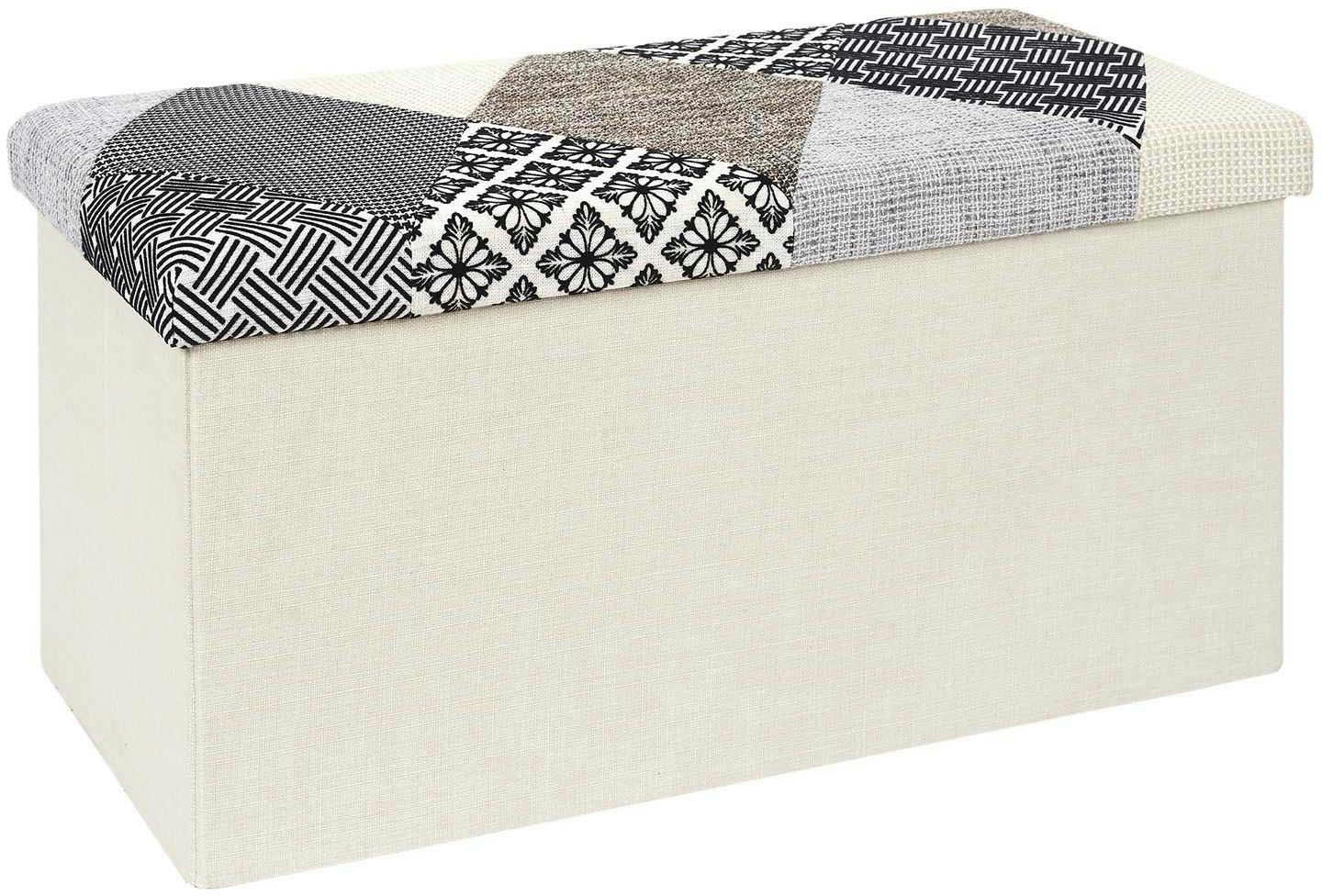 - Banc coffre pliable patchwork gris