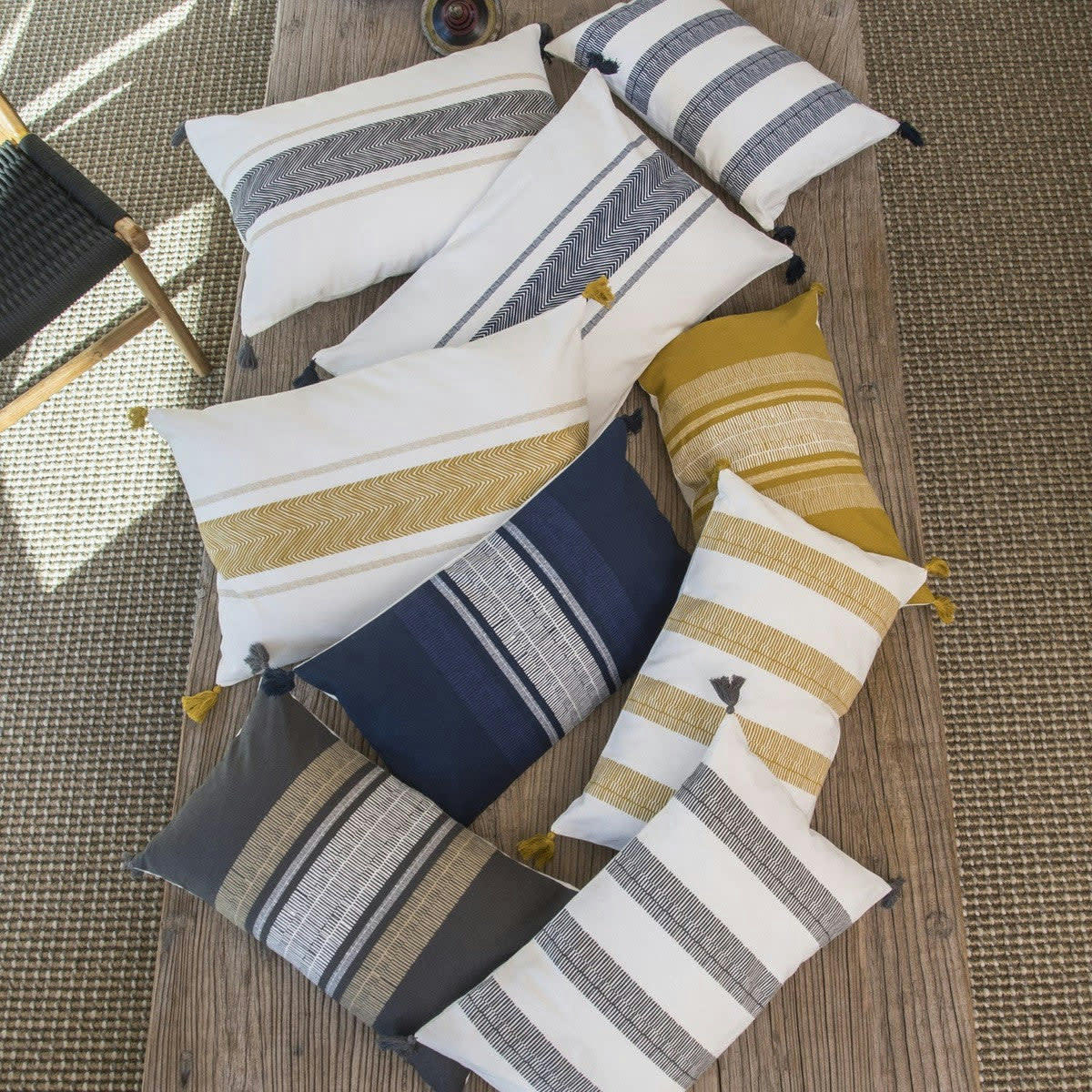 ALENTEJO - Housse de coussin coton  60x40 gris ardoise