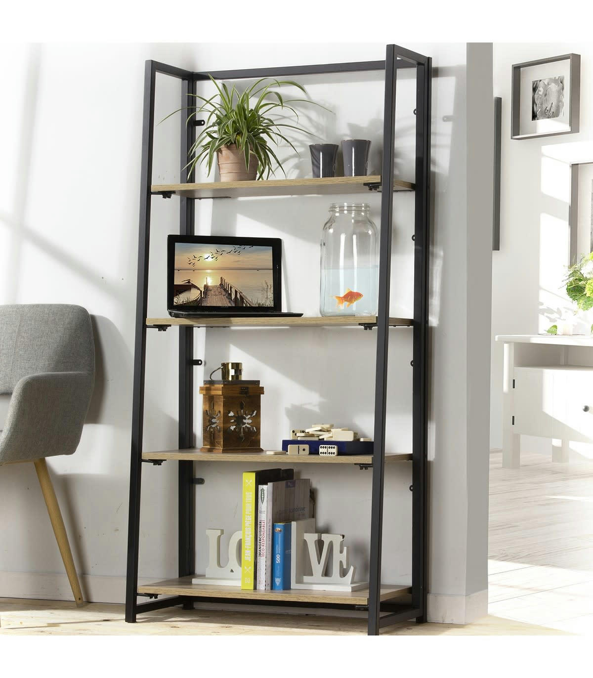 - Etagère pliable 4 niveaux style industriel - Noir