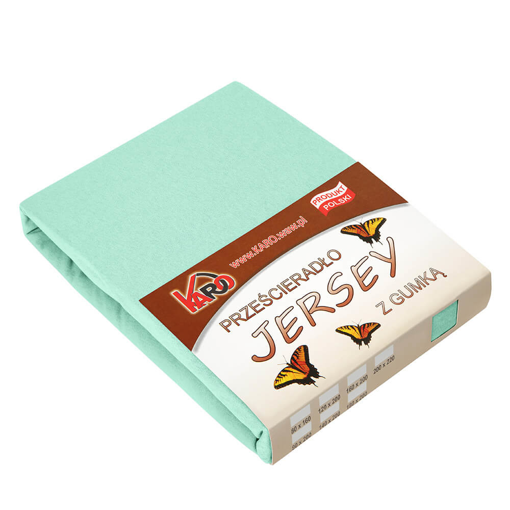 Prześcieradło jersey z gumką 80x160 pistacjowe 014 KARO