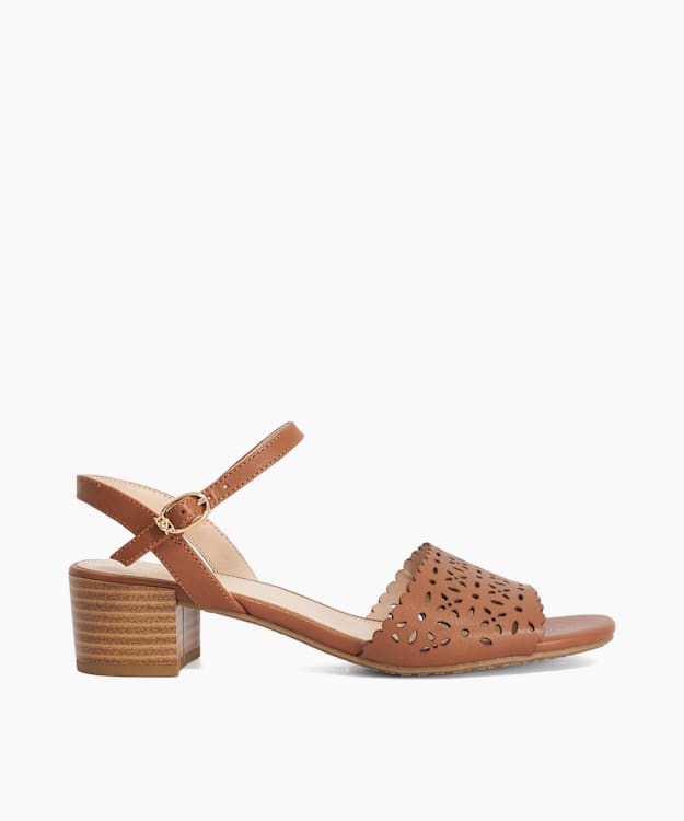 Josephina Tan - Leather Block Heeled Sandals