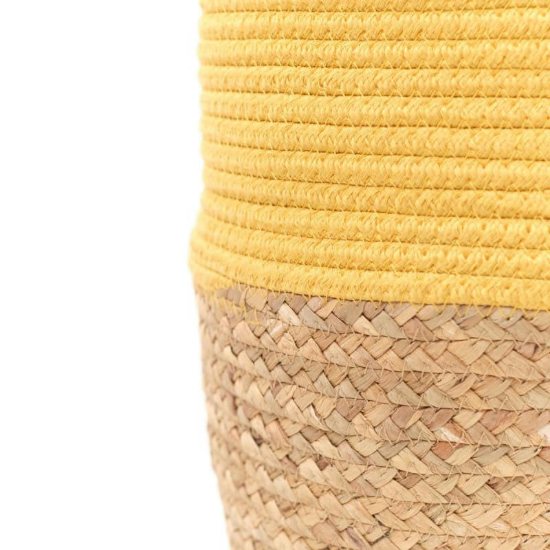 LA FACTORY - Panier long tressé en coton jaune 30x50