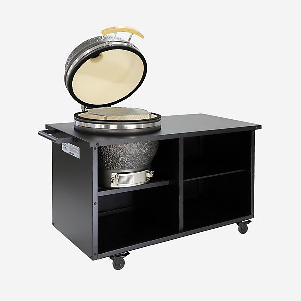 Barbecue kamado charbon de bois. fumoir. acier et céramique D.54.5cm avec desserte - Yaku