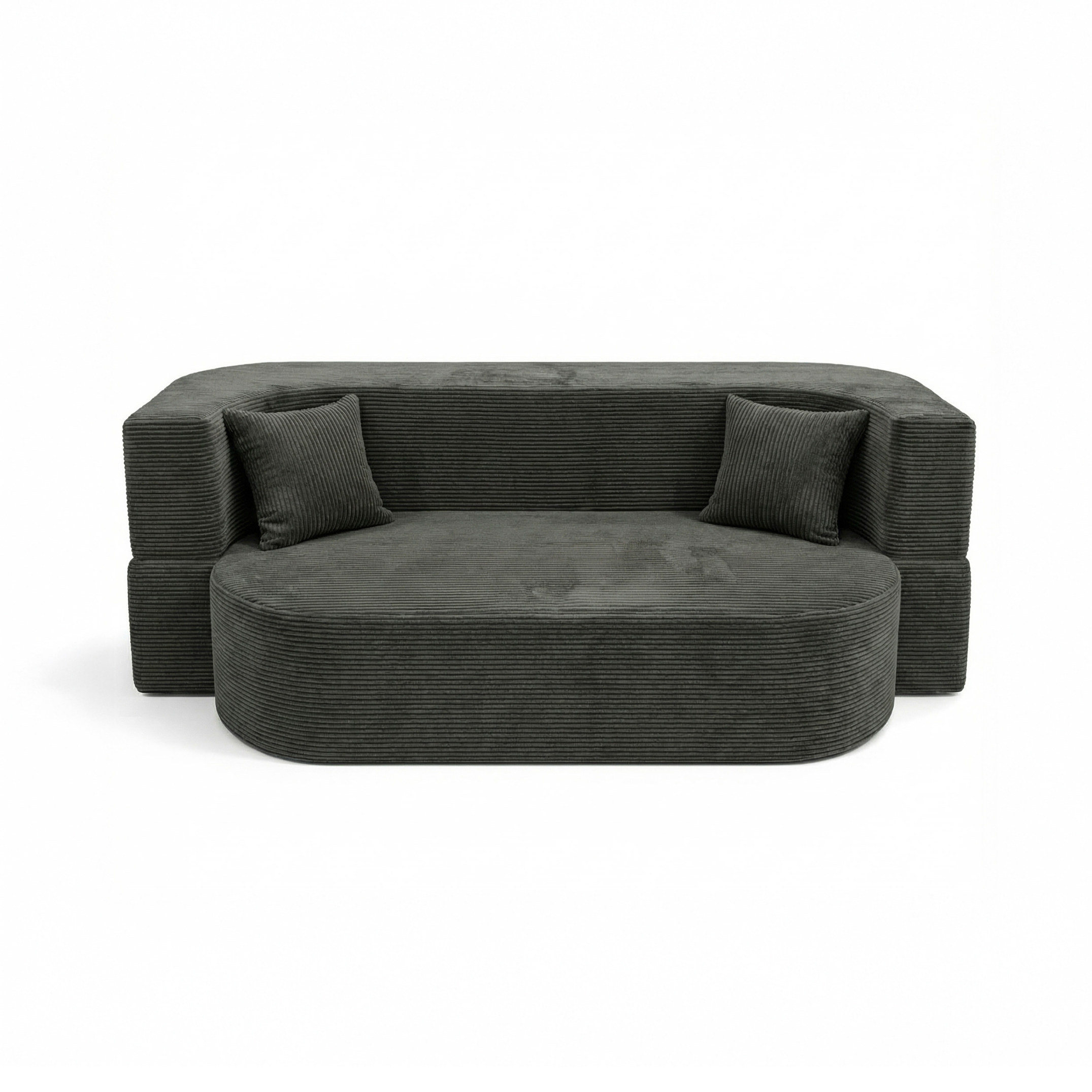 Sofa piankowa Ova Slim z funkcją spania ciemnoszary sztruks