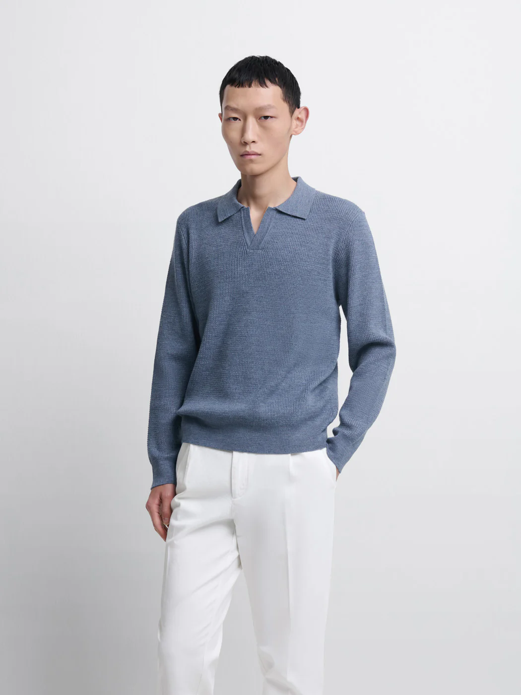 Pull col polo ouvert