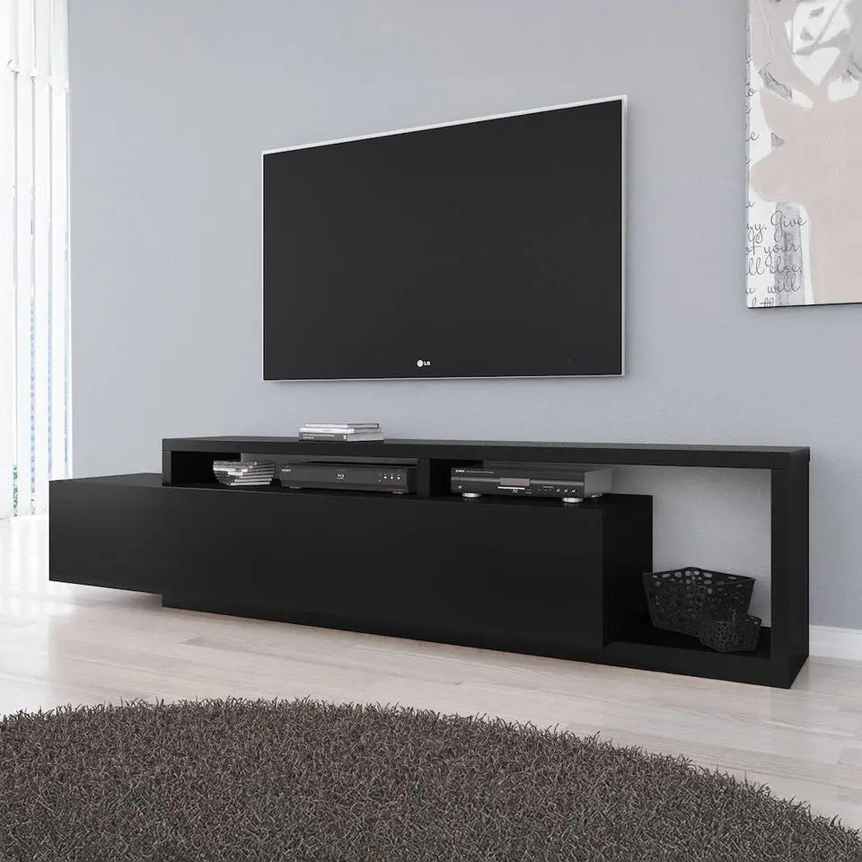 Meubella - TV-Meubel Bello - Mat Zwart - 219 cm