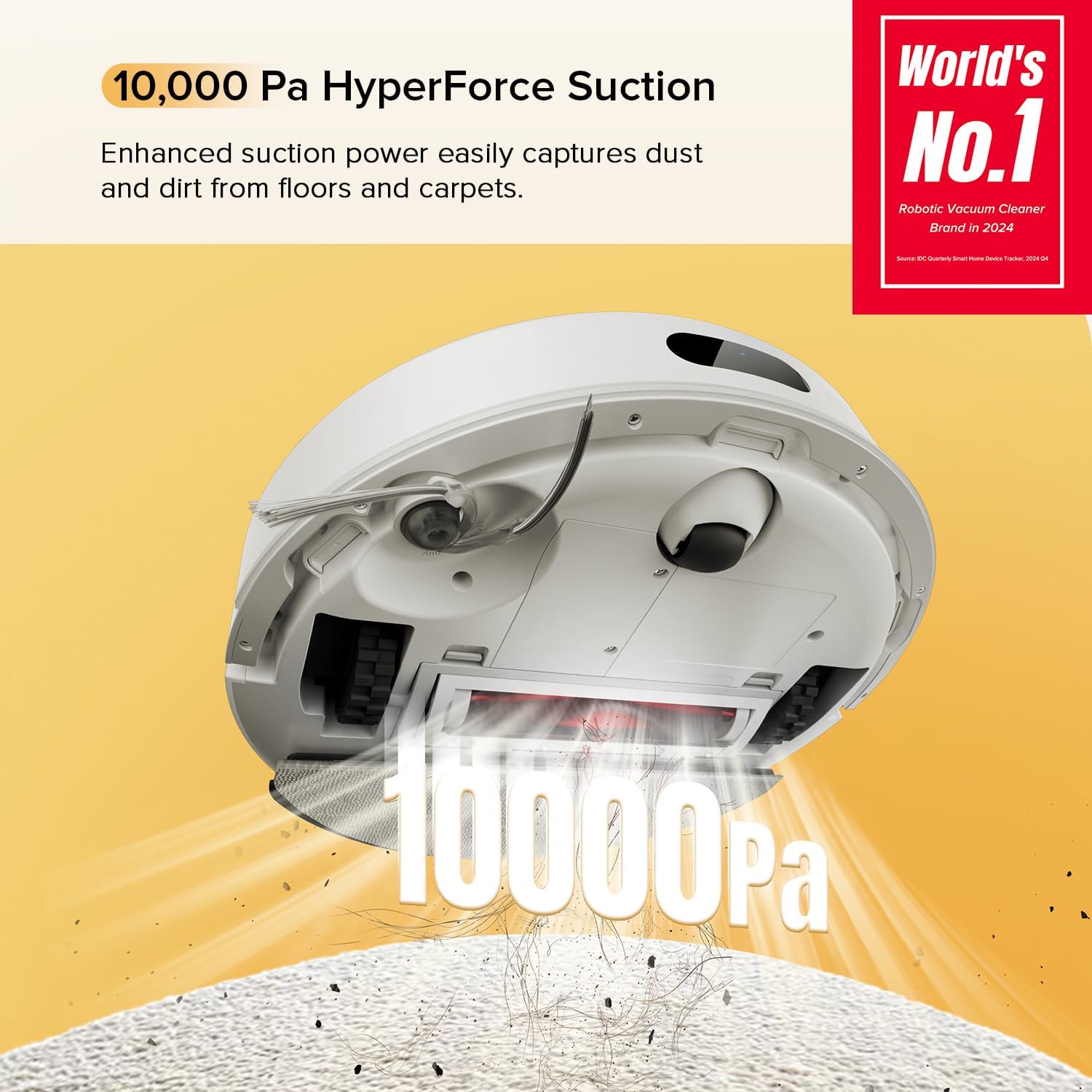 roborock Q7 M5 Robot Vacuum and Mop Combo, 10,000Pa HyperForce Suction, Robotic Vacuum Cleaner, Dual Anti-Tangle System, APP-Controlled Mopping, LiDAR Navigation, for Pet Hair and Carpet, White
