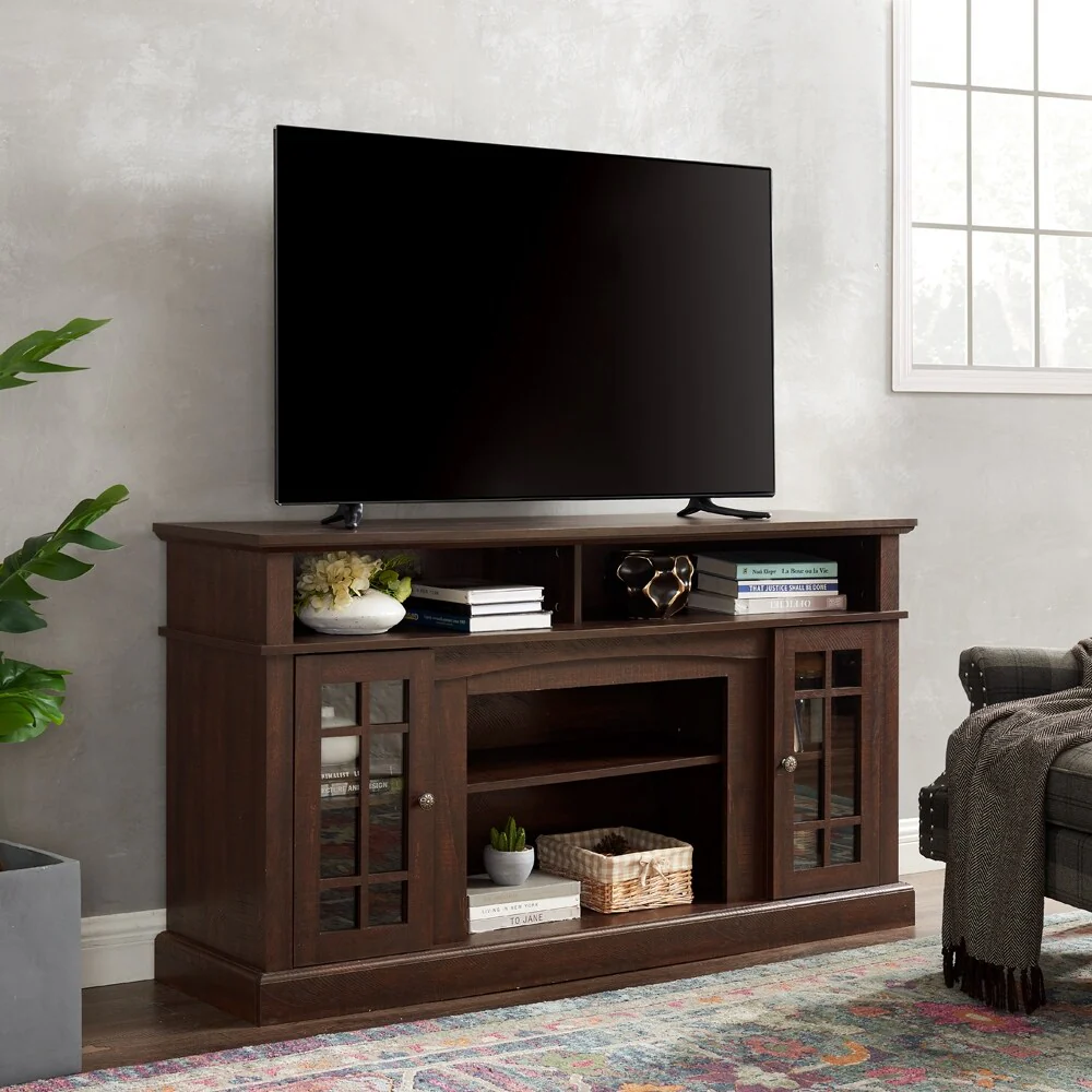 Espresso Classic 58.25 TV Stand with Open and Closed Storage for TVs Up to 65