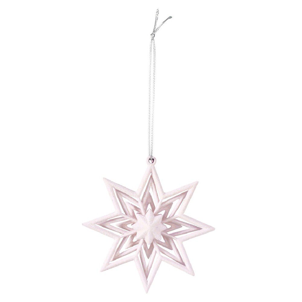Suspension de No&euml;l forme étoile velours poudré