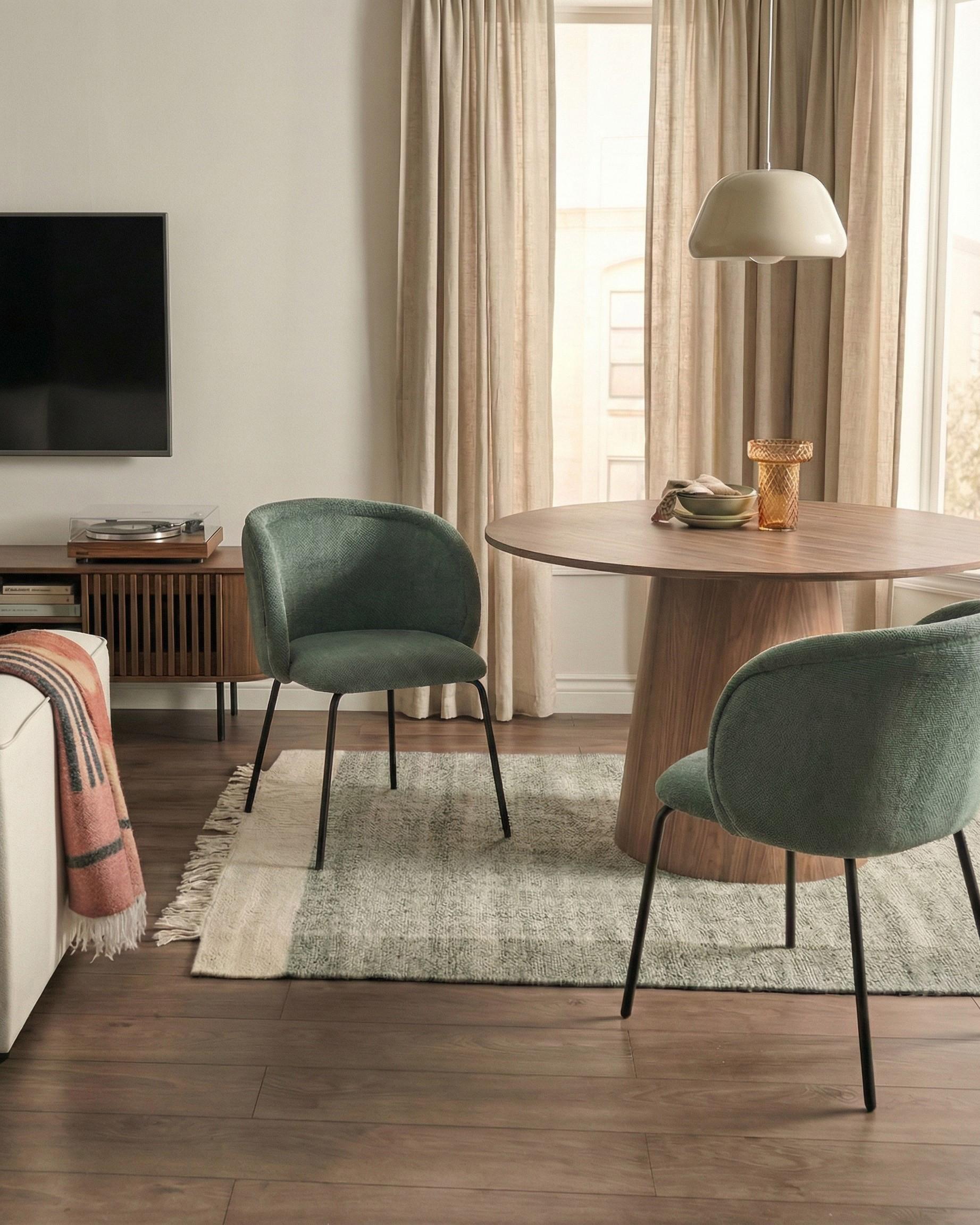 Set of 2 Dining Chairs SARASOTA Fabric Light Green