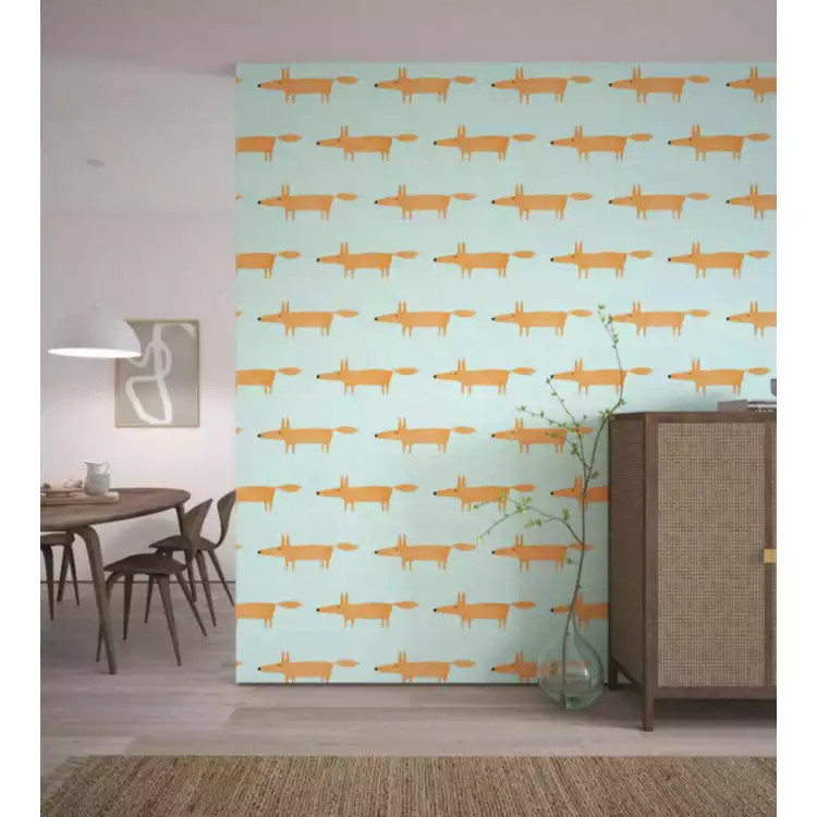 Scion Mr Fox Blue Wallpaper