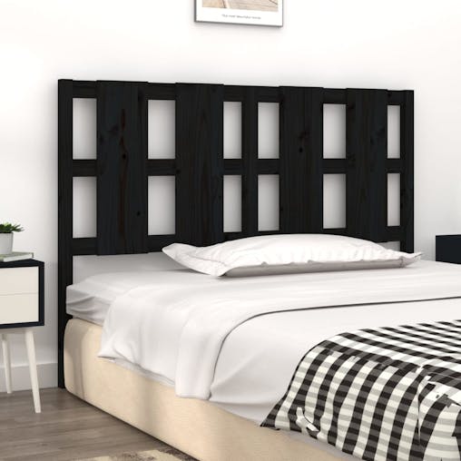 NNEVL Bed Headboard Black 140.5x4x100 cm Solid Wood Pine