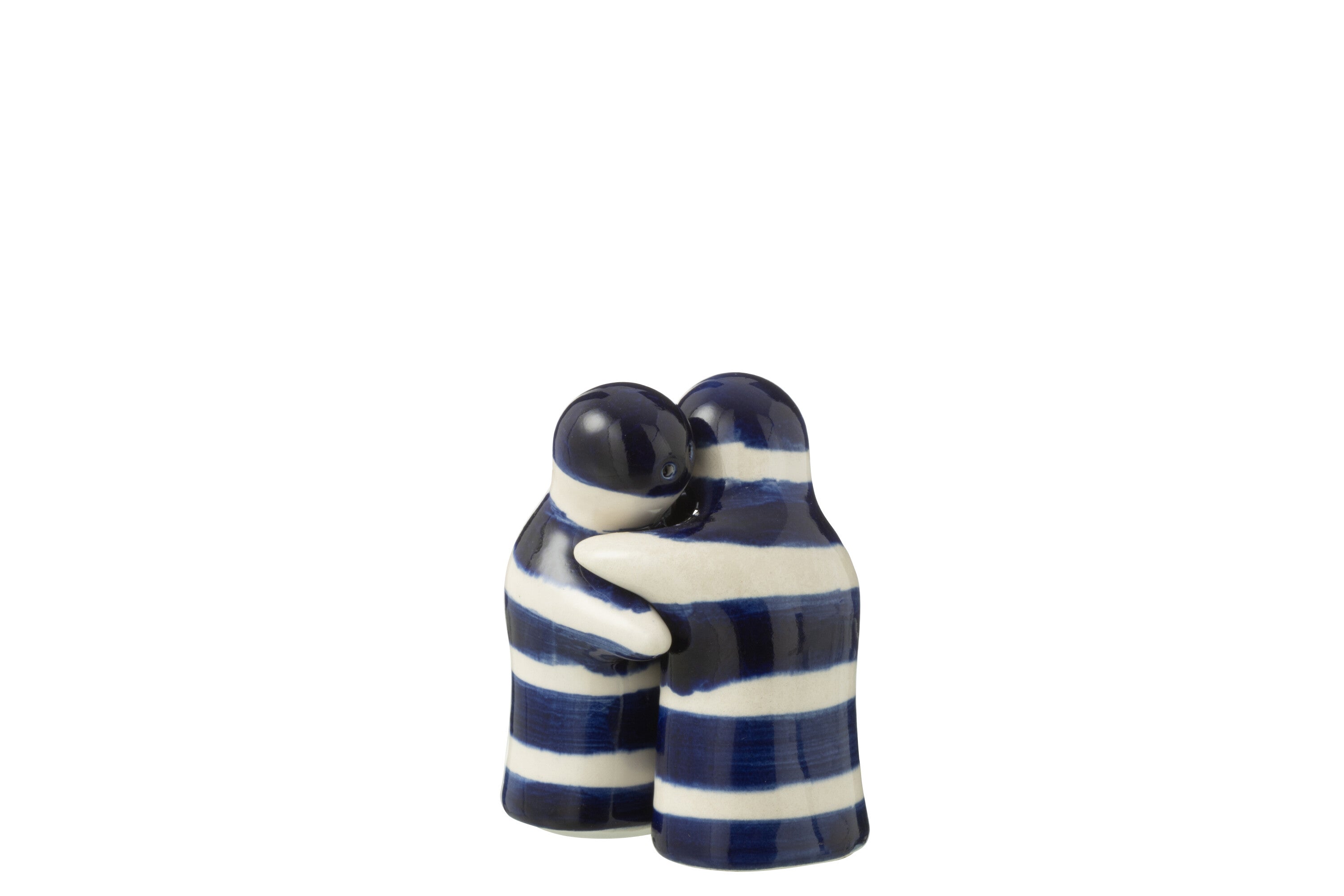 J-Line peper- en zoutmolen set Granada Stripes - keramiek - wit/blauw