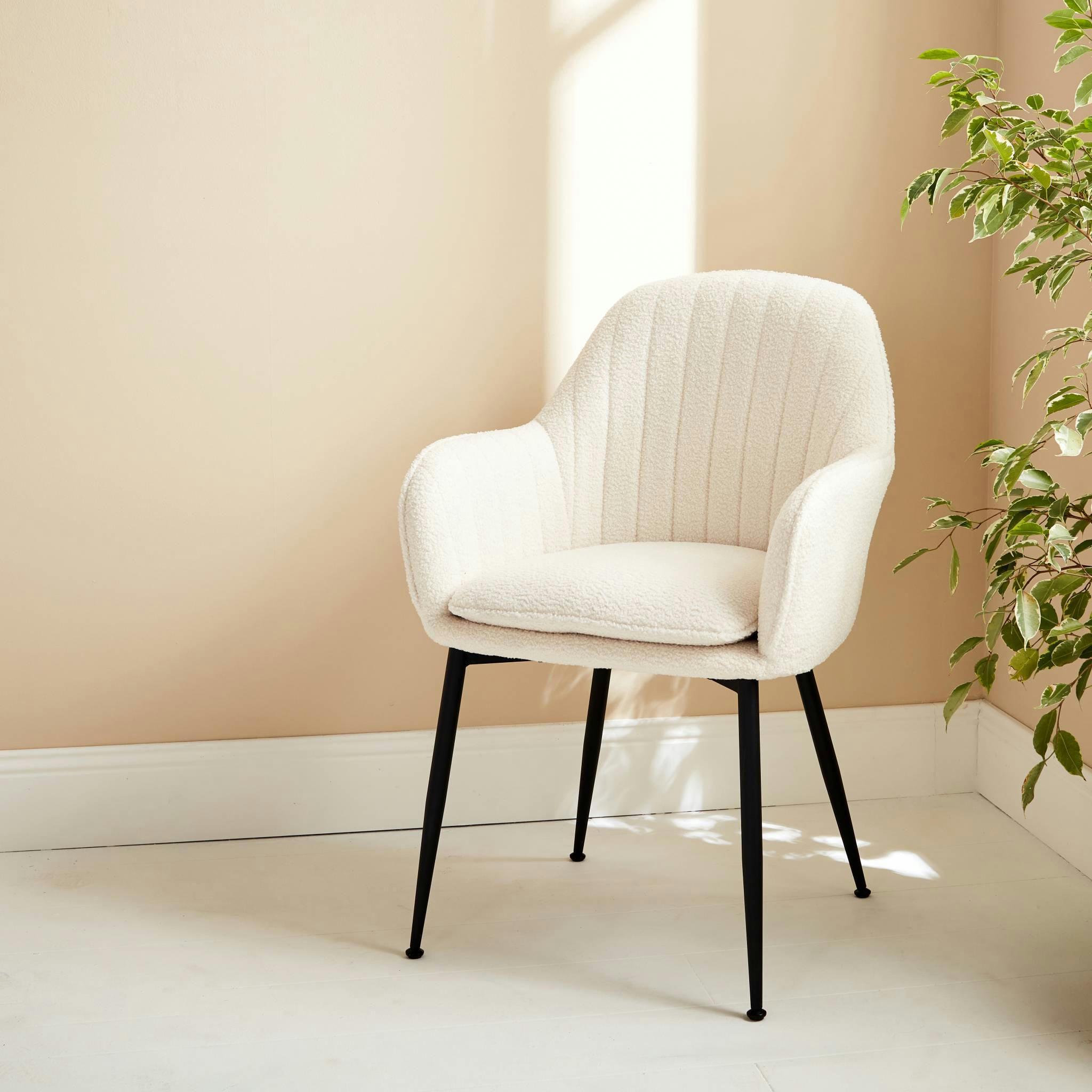 SHELLA BOUCLETTE - Fauteuil bouclette et pieds metal