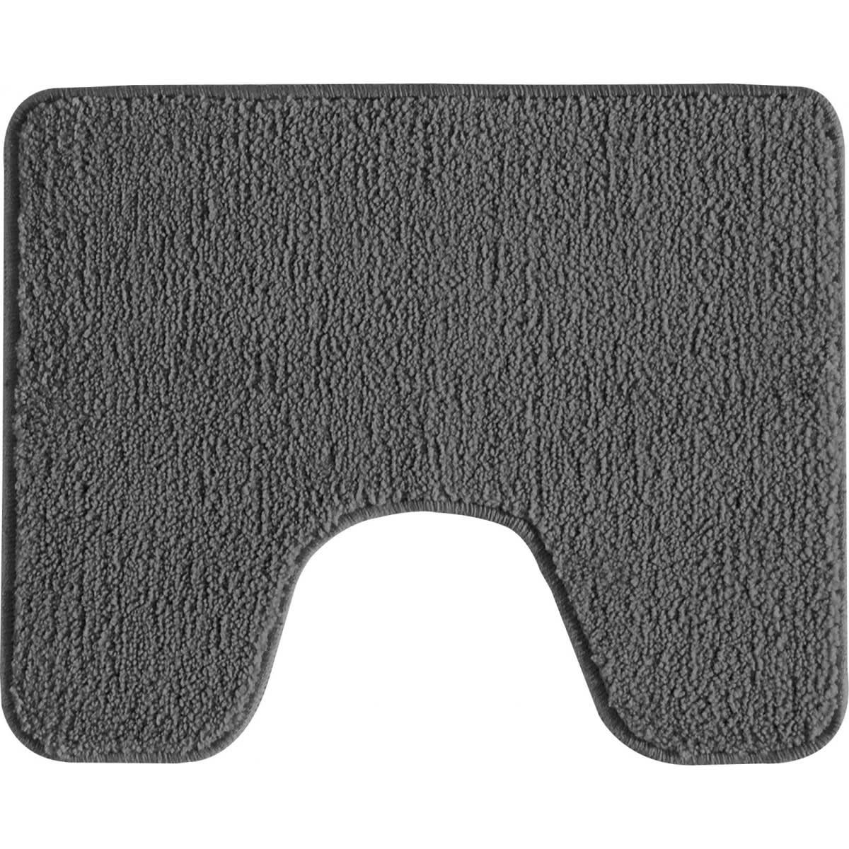 POLYNESIE - Tapis de toilette en polyester uni anthracite 50x40cm