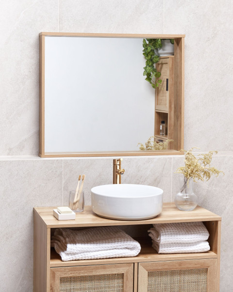 Lustro wiszące ścienne prostokątne 80 x 65 cm jasne