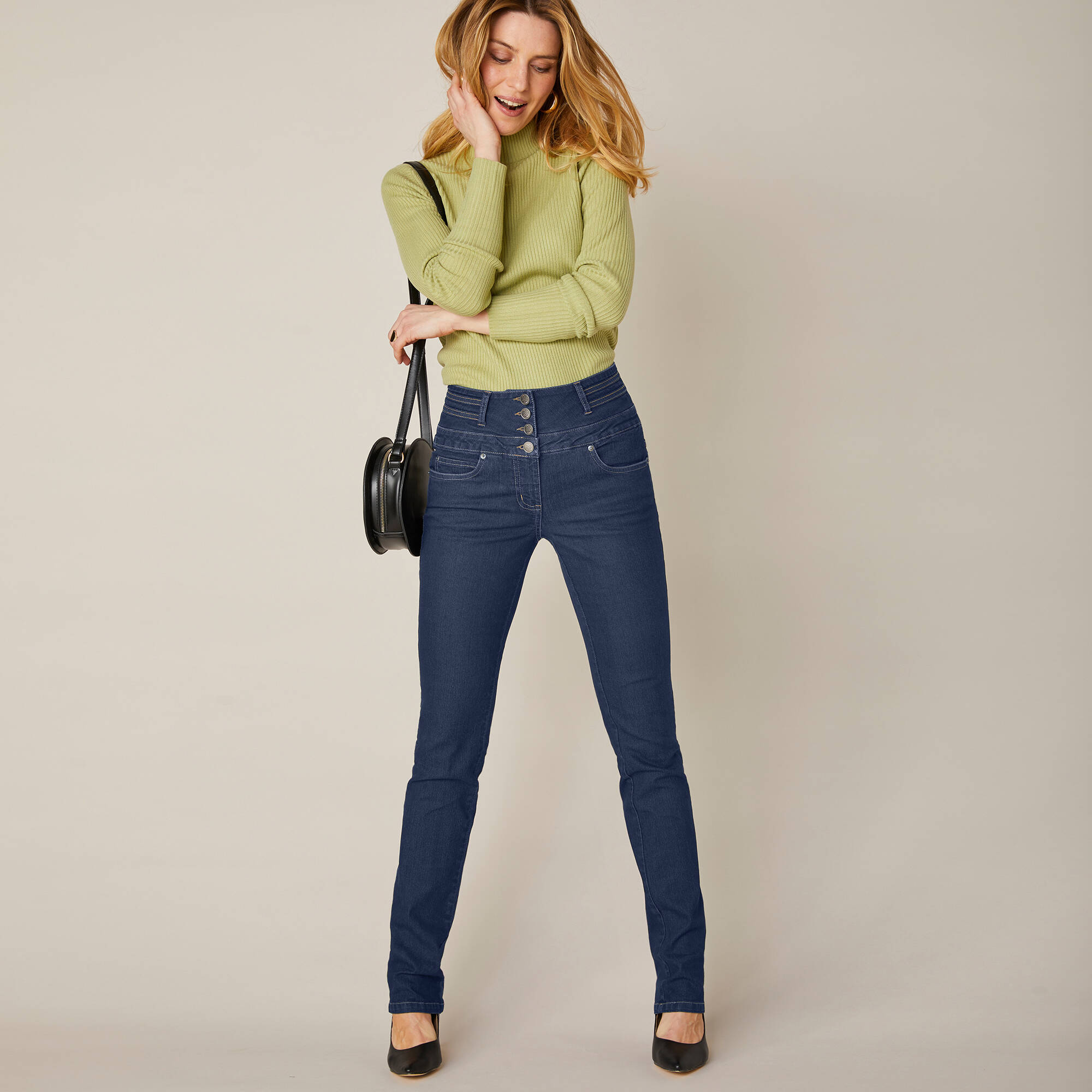 Jean droit taille haute - petite stature