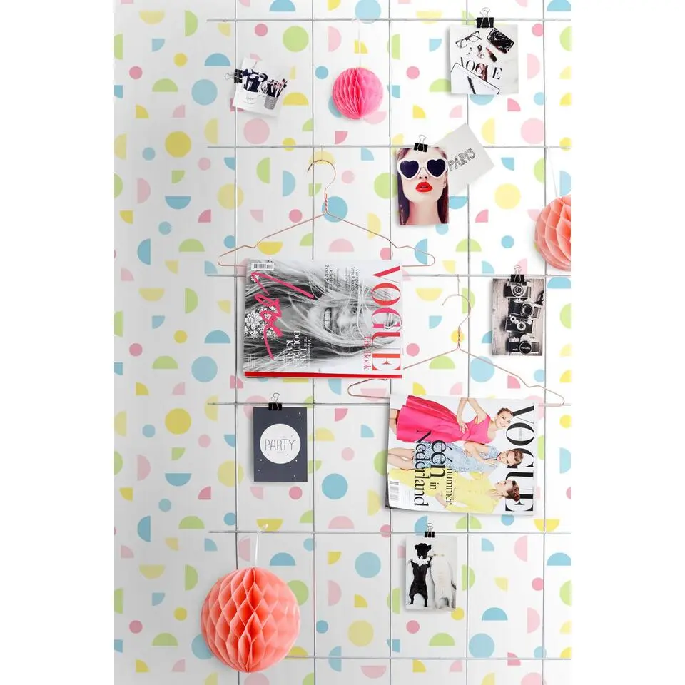 ESTAhome behang grafisch motief wit, blauw, groen en roze - 50 x 900 cm