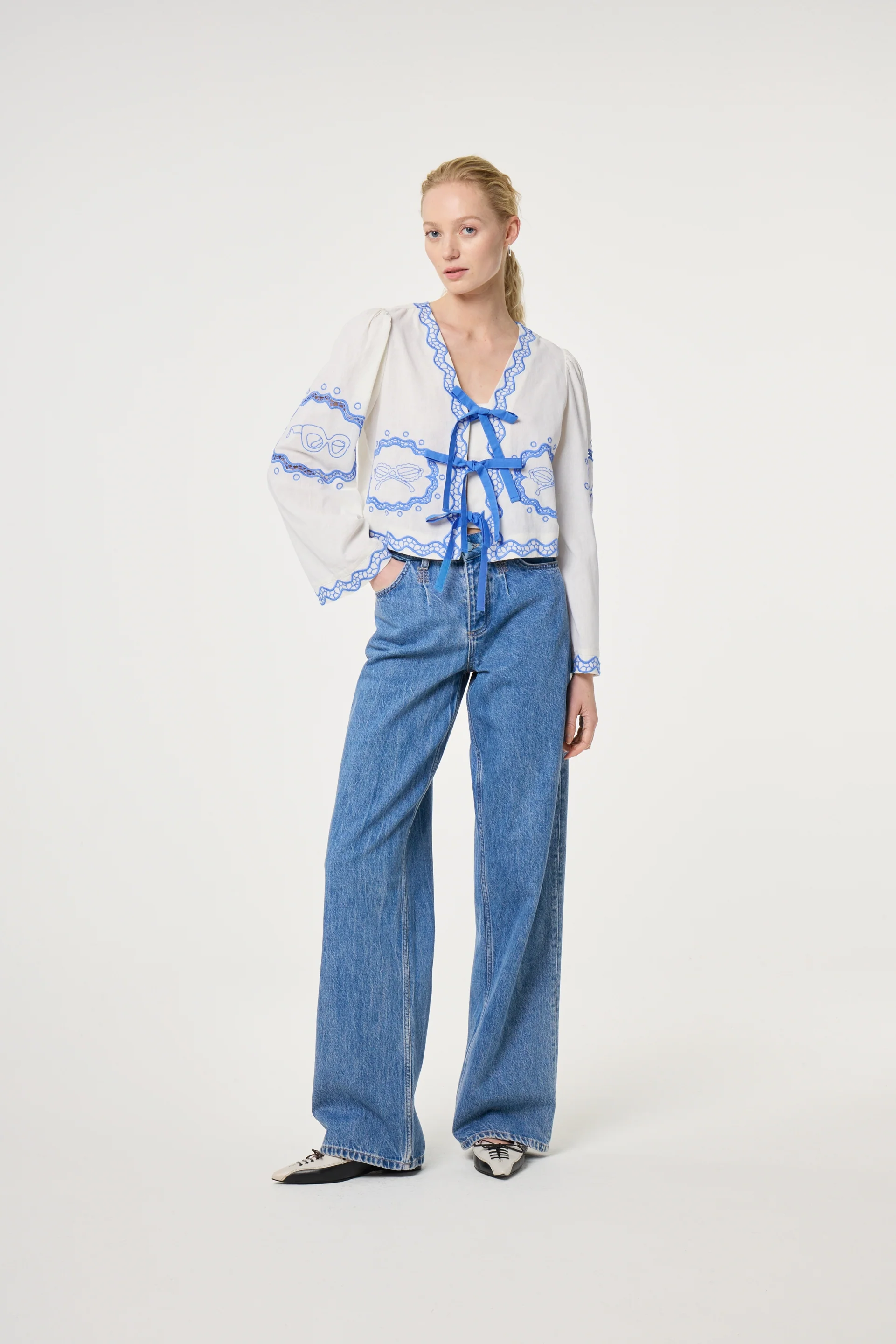 Serviette Blouse | Cosy White/Blue
