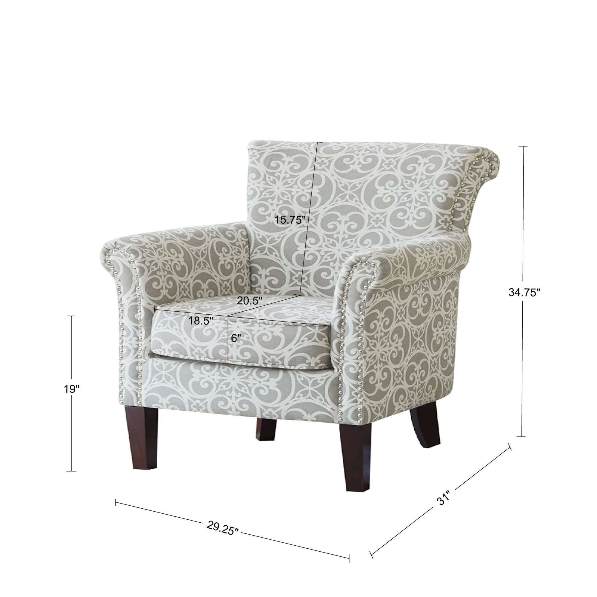 Madison Park Miri Fretwork Pattern Upholstered Tight Back Club Chair