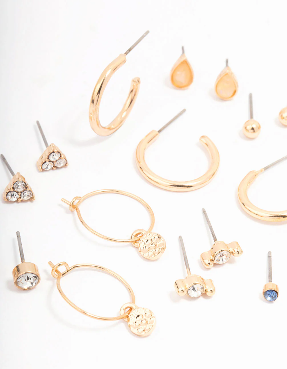 Gold Mixed Stone Hoop Earring 12-Pack