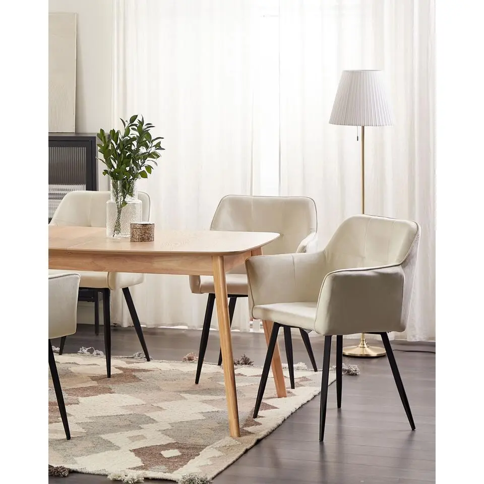 JASMIN - Eetkamerstoel set van 2 - Creme - Fluweel