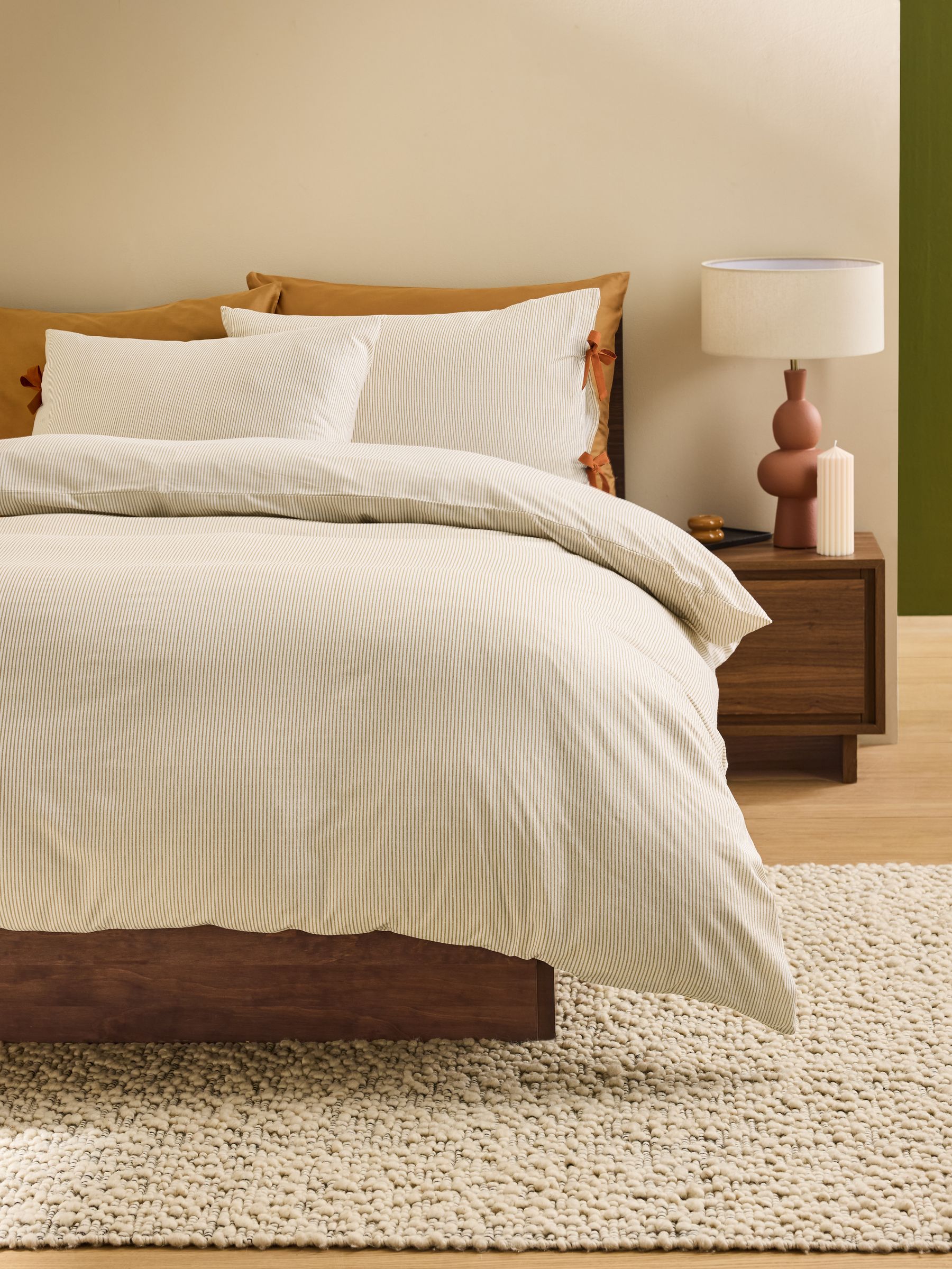 Ansel Stripe 100% Cotton Duvet Cover and Pillowcase Set in Natural