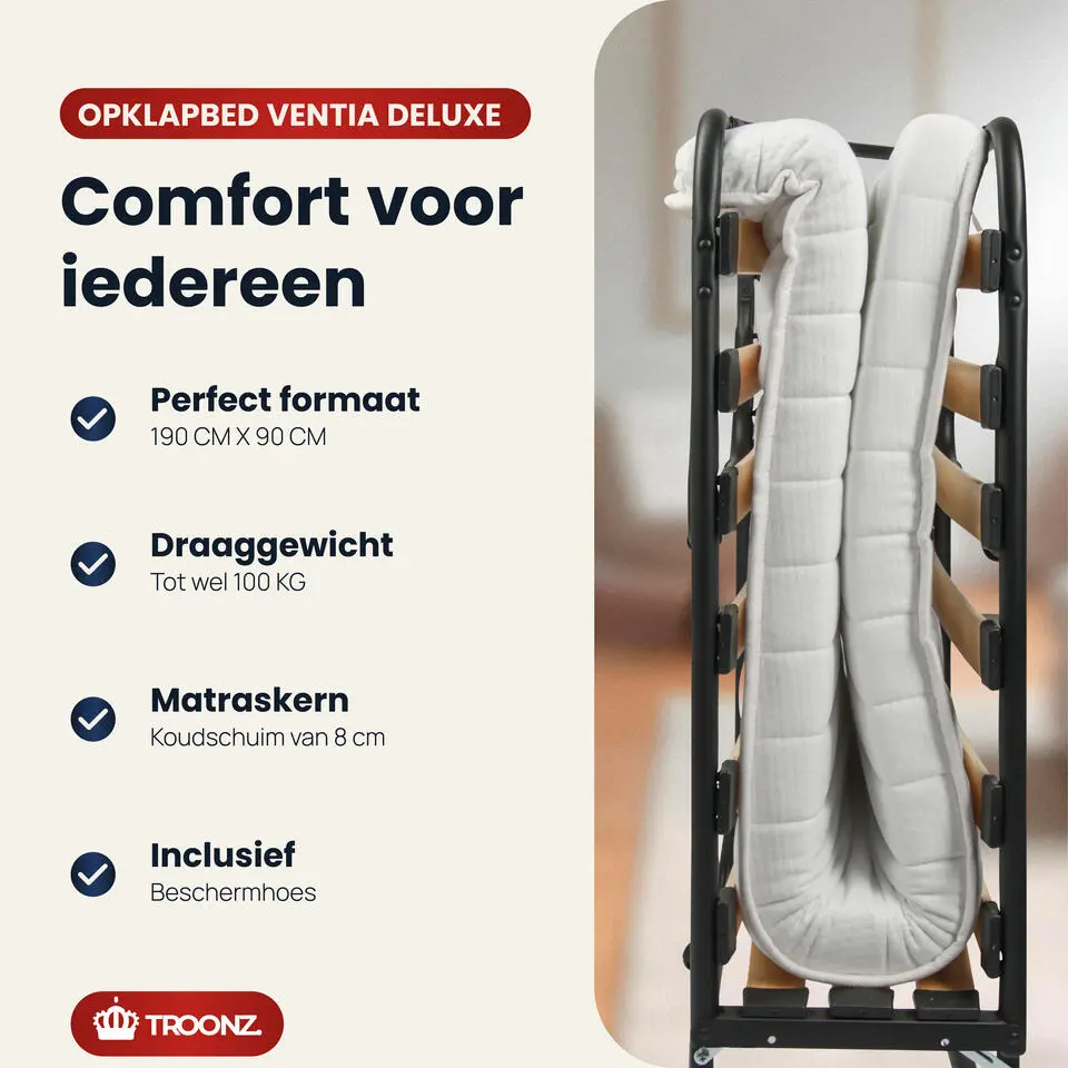 Troonz Venetia Deluxe - Logeerbed - 90x190 - Incl. Hoofdkussen