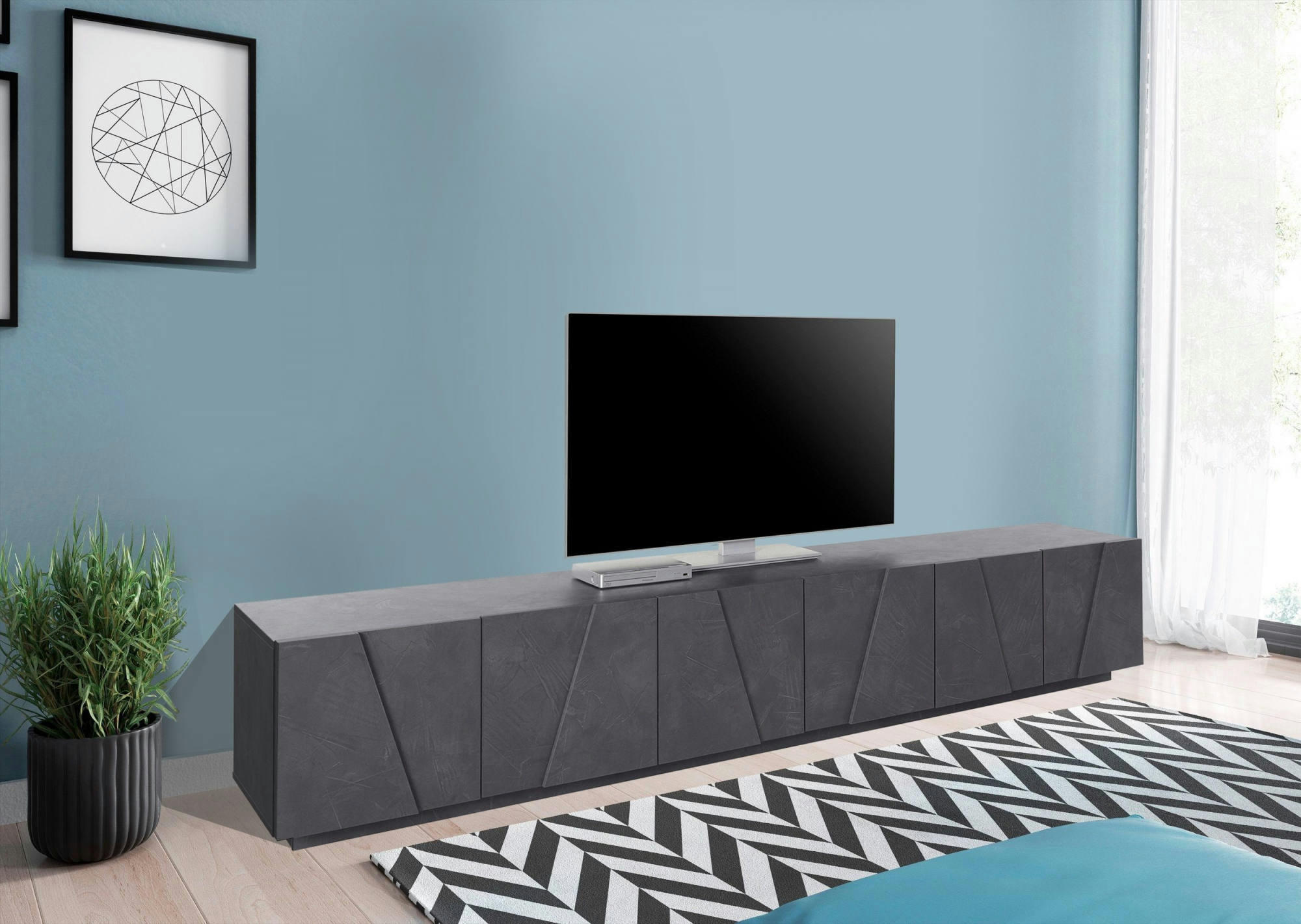 - Meuble tv de salon effet bois gris ardoise