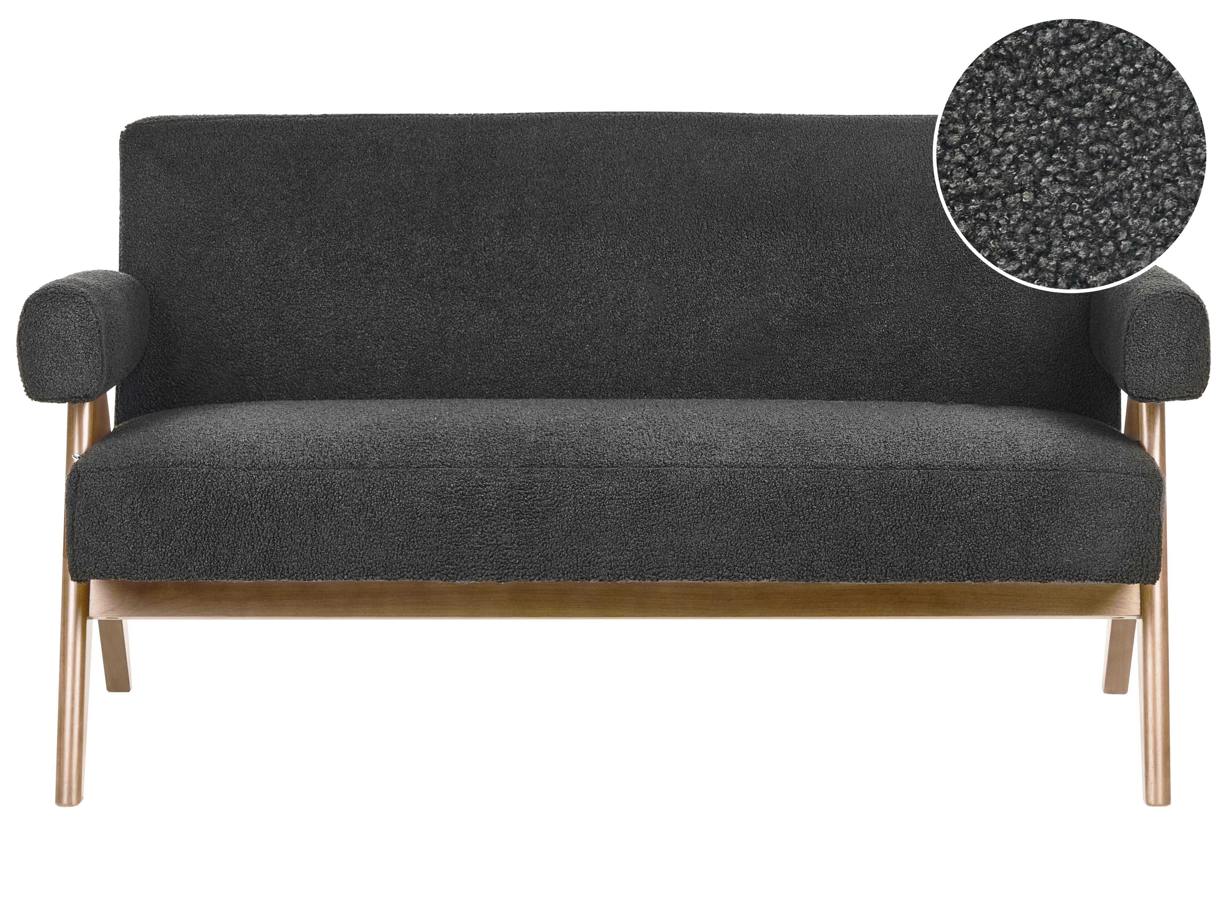 Upholstered Bench TAMRE Boucle Black/ Dark Brown