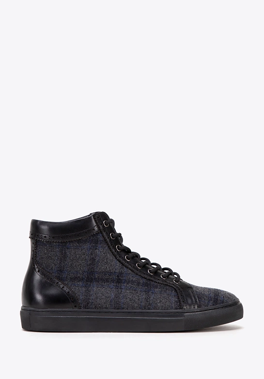 Męskie sneakersy skórzane wysokie czarne