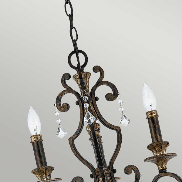 Lampa wisząca postarzany brązowo-złota Marquette 3xE14x60W Quoizel