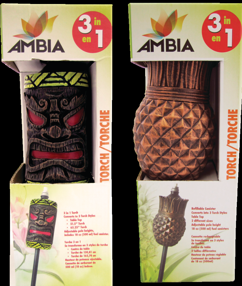 Ambia 3-in-1 Adjustable Citronella Resin Mosquito/Insect Repellent Torch, Assorted