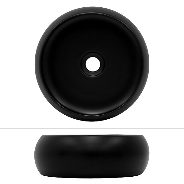Lavabo rond ceramique noir vasque Evier a poser salle de bain toilette 35x12cm