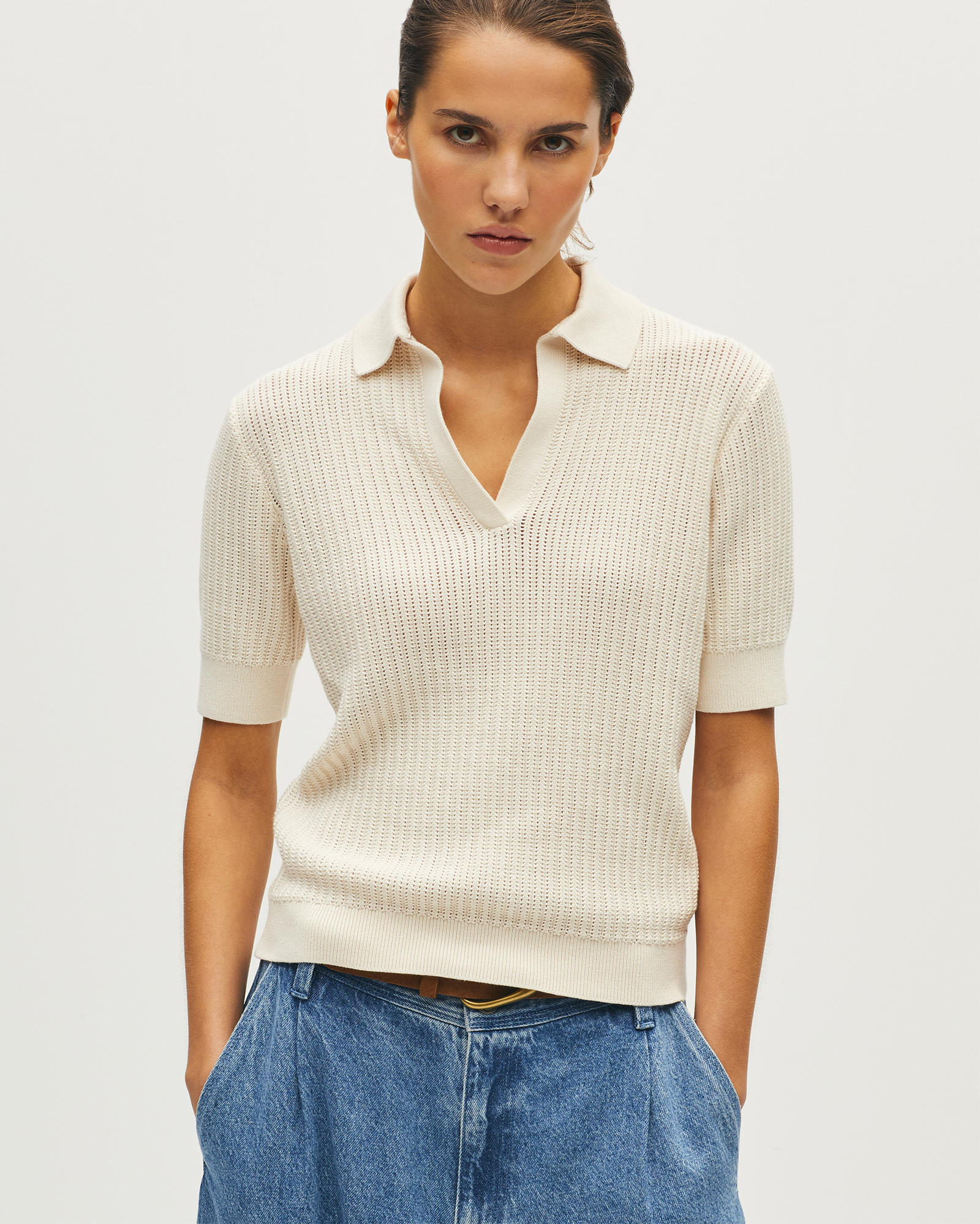 Polo en maille point fantaisie