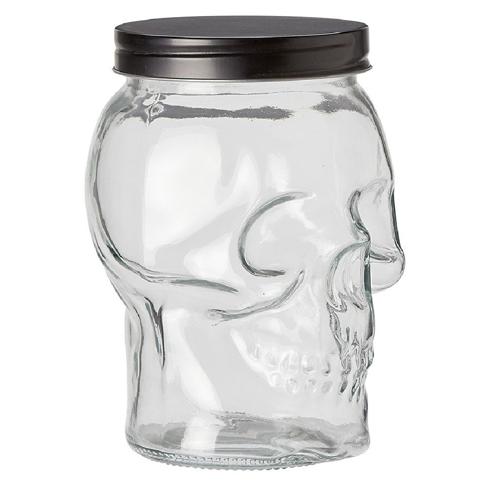 Bonbonnière transparente design Tête de mort Halloween 1,5L