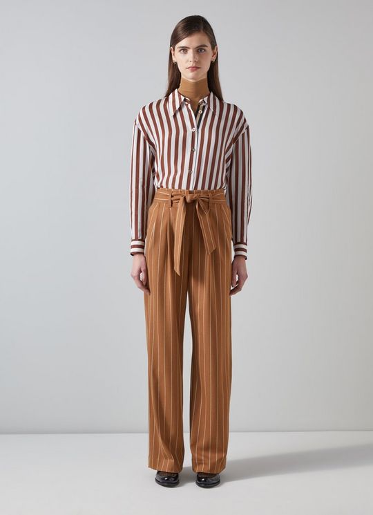Ellis Cognac Multi Stripe Fluid Trouser