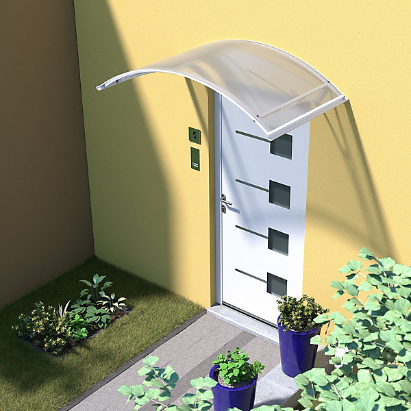 ARCTOM Auvent Kanon 150x90, couleur blanc RAL9016, plaque incolore