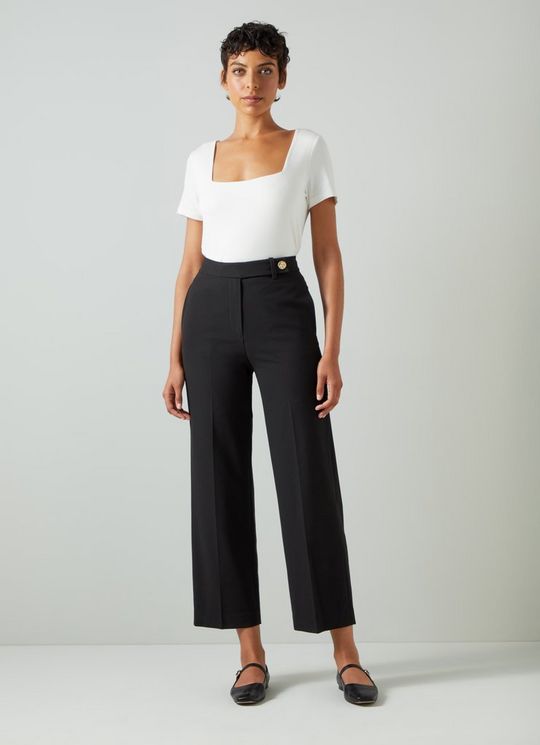 Billie Viscose Black Tailored Crop Wide Trouser