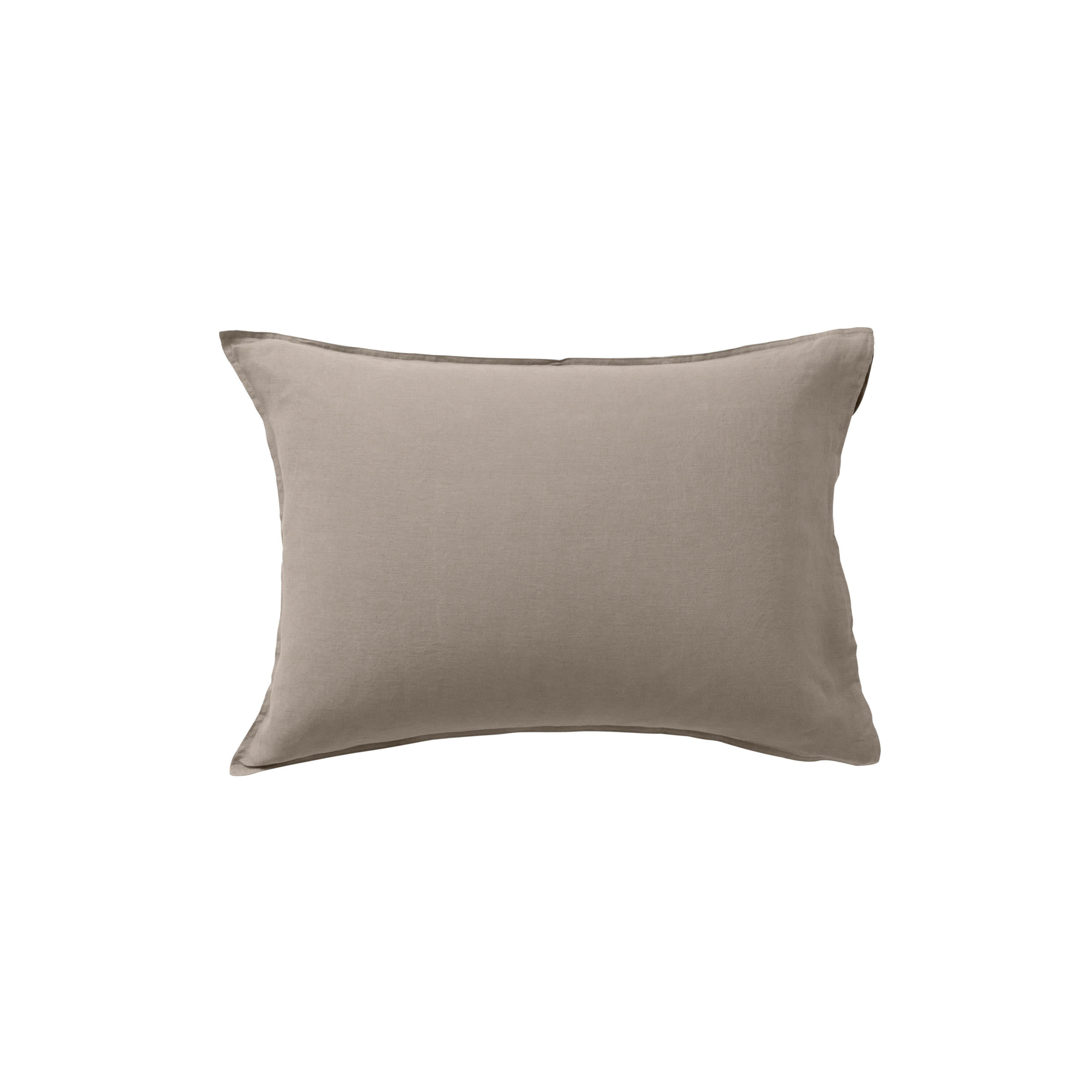 SONGE - Taie d'oreiller rectangulaire lin-coton uni marron 50x70