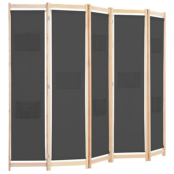 Cloison de séparation 5 panneaux Gris 200 x 170 x 4 cm Tissu vidaXL