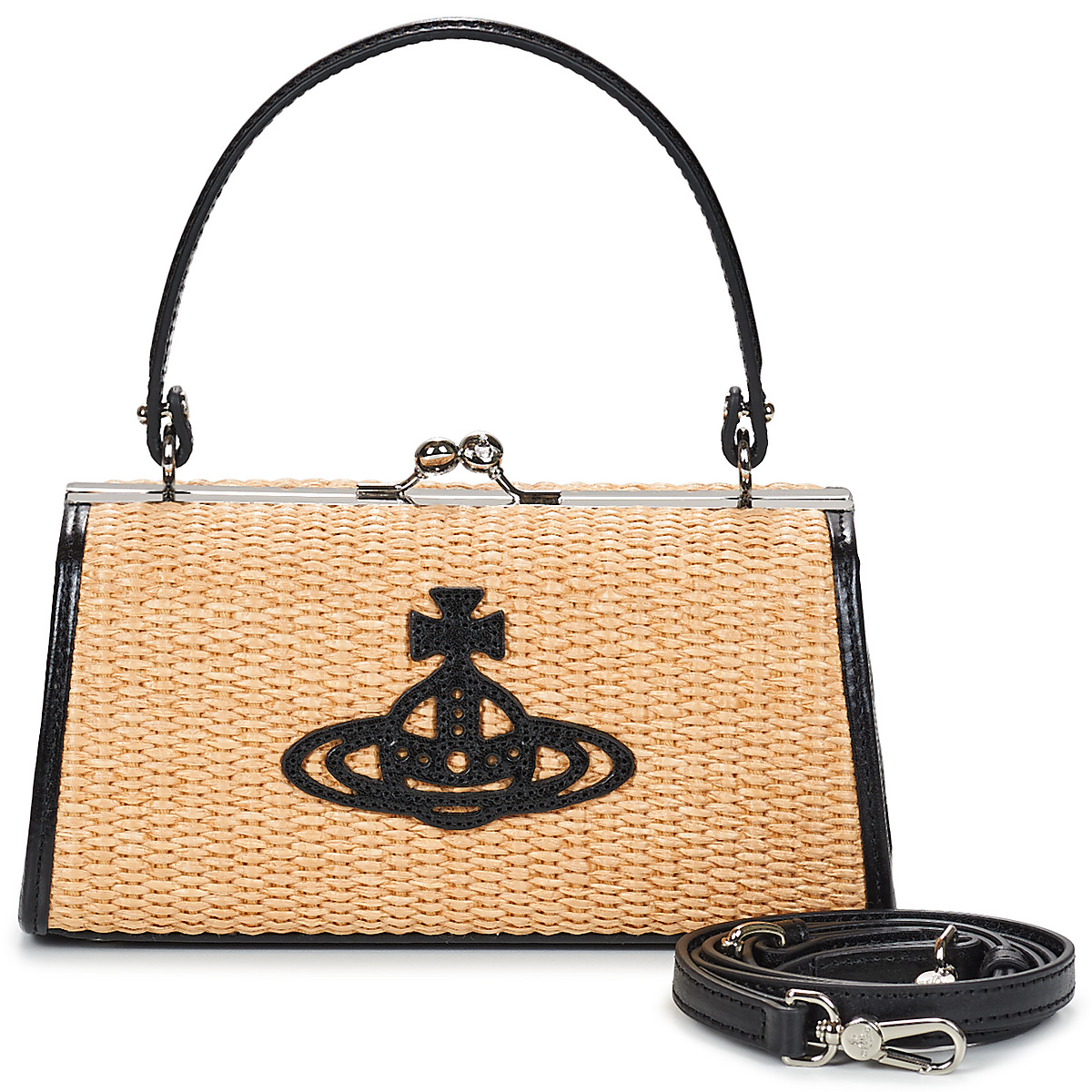 Vivienne Westwood - DOLL XL FRAME PURSE - Raffia / Black