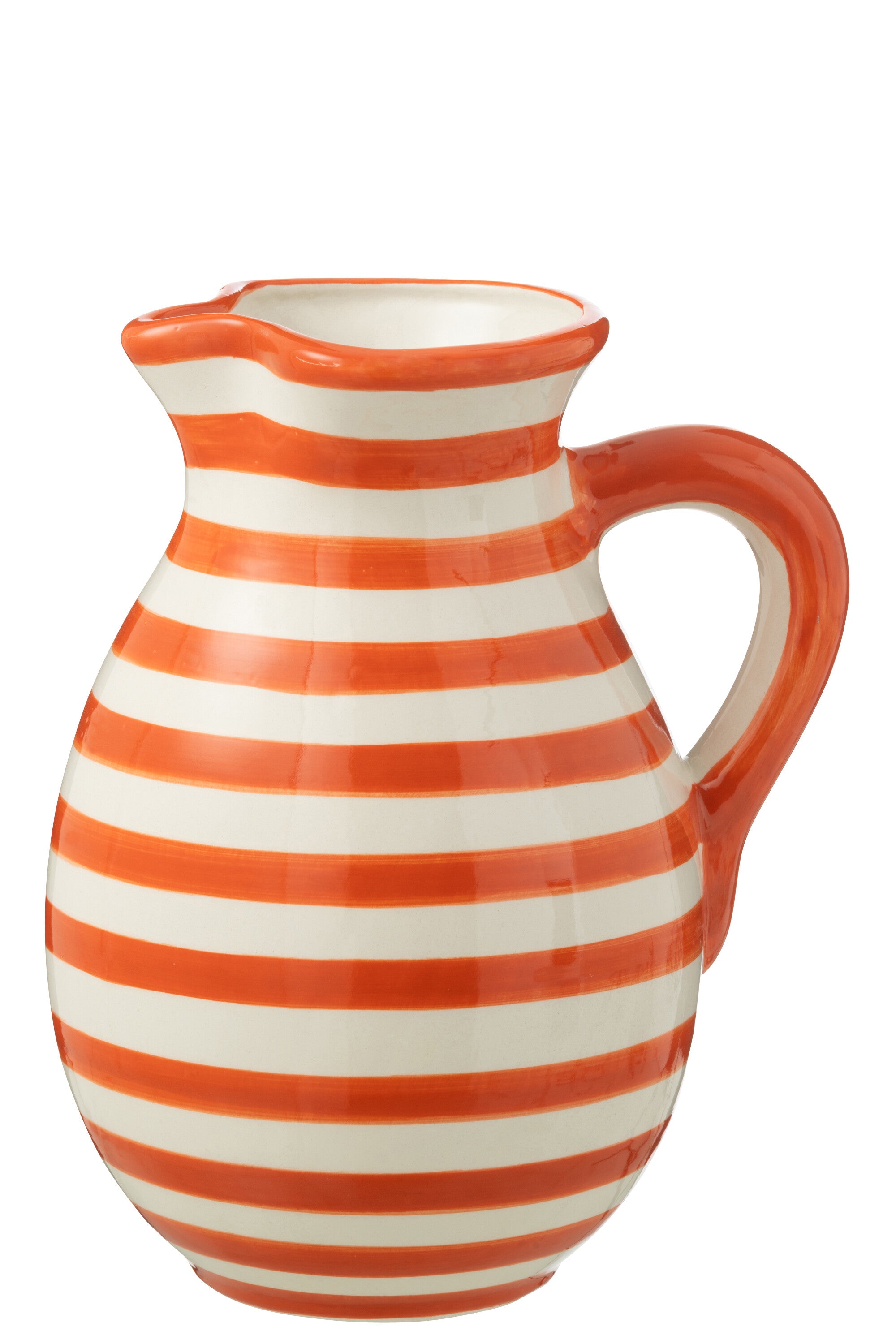 J-Line kruik Granada Stripes - keramiek - wit/oranje - large